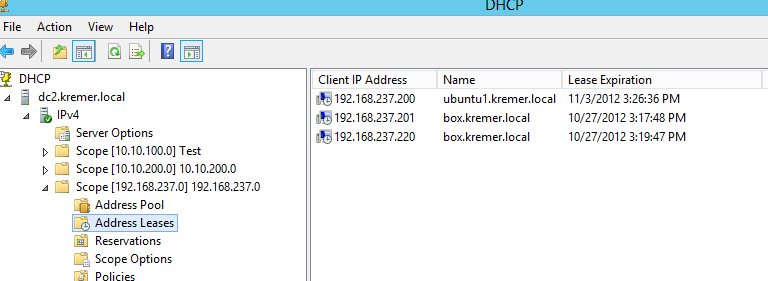 DHCP leases on primary host